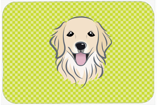 BB1267MP Checkerboard Lime Green Golden Retriever Mouse Pad- Hot Pad Or Trivet- 7.75 x 9.25 In.