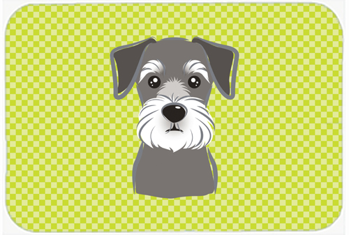 BB1268MP Checkerboard Lime Green Schnauzer Mouse Pad- Hot Pad Or Trivet- 7.75 x 9.25 In.