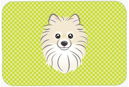 BB1269MP Checkerboard Lime Green Pomeranian Mouse Pad- Hot Pad Or Trivet- 7.75 x 9.25 In.