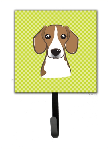 Picture of Carolines Treasures BB1301SH4 Checkerboard Lime Green Beagle Leash Or Key Holder- 4.25 W x 7 H In.