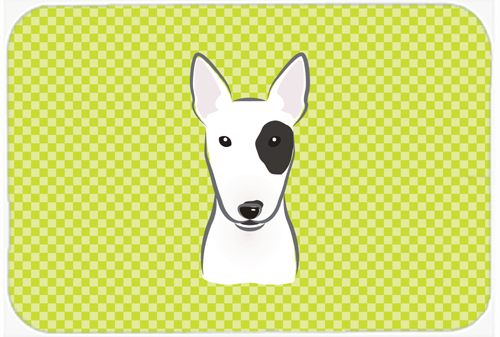 BB1271MP Checkerboard Lime Green Bull Terrier Mouse Pad- Hot Pad Or Trivet- 7.75 x 9.25 In.