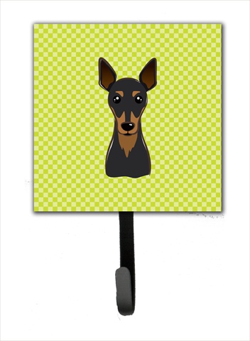 Checkerboard Lime Green Min Pin Leash Or Key Holder, 4.25 W x 7 H In.