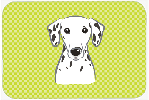 BB1272MP Checkerboard Lime Green Dalmatian Mouse Pad- Hot Pad Or Trivet- 7.75 x 9.25 In.