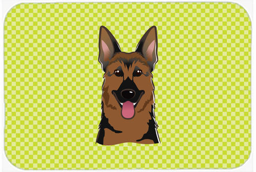 BB1273MP Checkerboard Lime Green German Shepherd Mouse Pad- Hot Pad Or Trivet- 7.75 x 9.25 In.