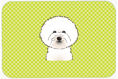 Checkerboard Lime Green Bichon Frise Mouse Pad 7.75 x 9.25 In.