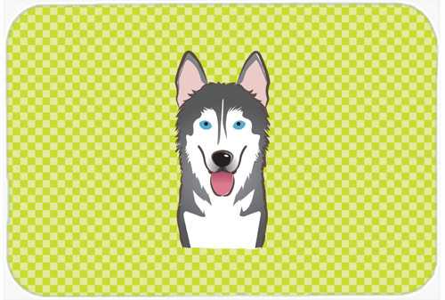 BB1280MP Checkerboard Lime Green Alaskan Malamute Mouse Pad- Hot Pad Or Trivet- 7.75 x 9.25 In.