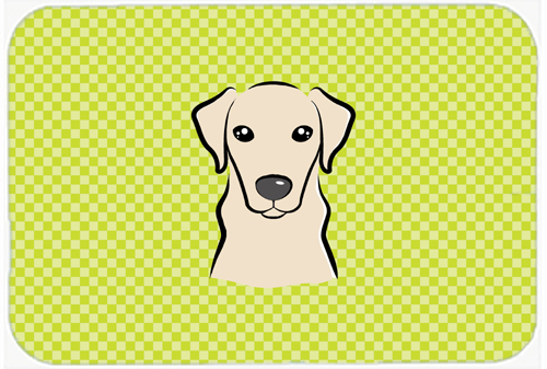 BB1284MP Checkerboard Lime Green Yellow Labrador Mouse Pad- Hot Pad Or Trivet- 7.75 x 9.25 In.