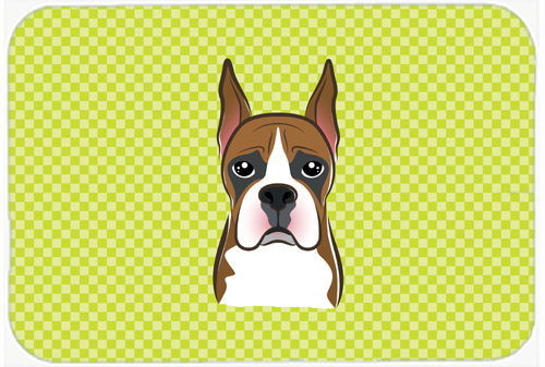 Checkerboard Lime Green Boxer Mouse Pad, Hot Pad Or Trivet, 7.75 x 9.25 In.