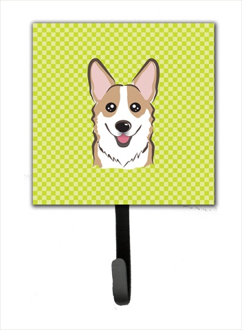 Checkerboard Lime Green Corgi Leash Or Key Holder, 4.25 W x 7 H In.