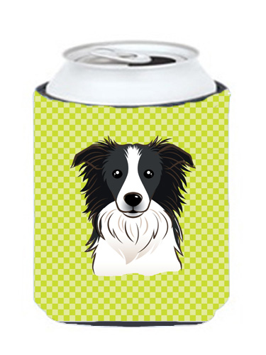 BB1303CC Checkerboard Lime Green Border Collie Can Or Bottle Hugger- 12 Oz.