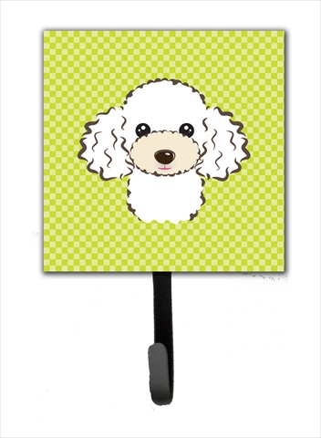 Checkerboard Lime Green White Poodle Leash Or Key Holder, 4.25 W x 7 H In.