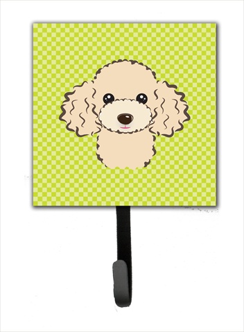 Checkerboard Lime Green Buff Poodle Leash Or Key Holder, 4.25 W x 7 H In.