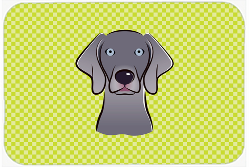 BB1293MP Checkerboard Lime Green Weimaraner Mouse Pad- Hot Pad Or Trivet- 7.75 x 9.25 In.