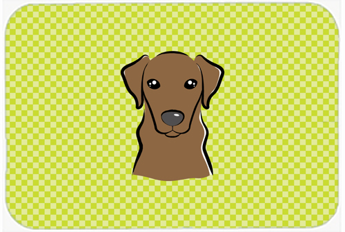 BB1296MP Checkerboard Lime Green Chocolate Labrador Mouse Pad- Hot Pad Or Trivet- 7.75 x 9.25 In.