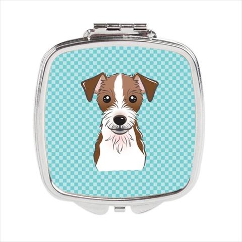 Checkerboard Blue Jack Russell Terrier Compact Mirror