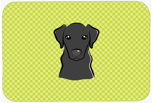 BB1297MP Checkerboard Lime Green Black Labrador Mouse Pad- Hot Pad Or Trivet- 7.75 x 9.25 In.