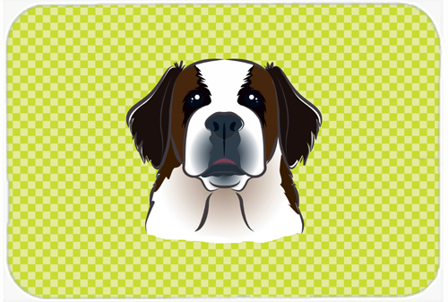BB1308MP Checkerboard Lime Green Saint Bernard Mouse Pad- Hot Pad Or Trivet- 7.75 x 9.25 In.