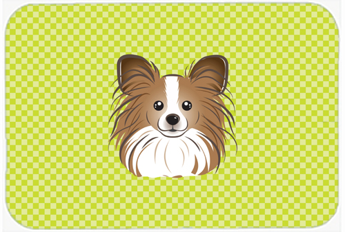 BB1310MP Checkerboard Lime Green Papillon Mouse Pad- Hot Pad Or Trivet- 7.75 x 9.25 In.
