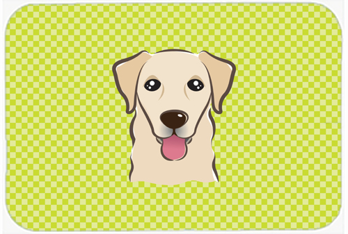 BB1314MP Checkerboard Lime Green Golden Retriever Mouse Pad- Hot Pad Or Trivet- 7.75 x 9.25 In.