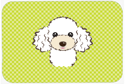 BB1319MP Checkerboard Lime Green White Poodle Mouse Pad- Hot Pad Or Trivet- 7.75 x 9.25 In.