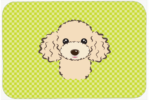 BB1320MP Checkerboard Lime Green Buff Poodle Mouse Pad- Hot Pad Or Trivet- 7.75 x 9.25 In.