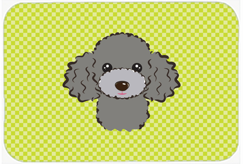 BB1321MP Checkerboard Lime Green Silver Gray Poodle Mouse Pad- Hot Pad Or Trivet- 7.75 x 9.25 In.