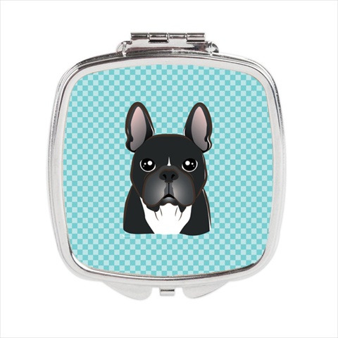 BB1165SCM Checkerboard Blue French Bulldog Compact Mirror- 2.75 x 3 x .3 In.