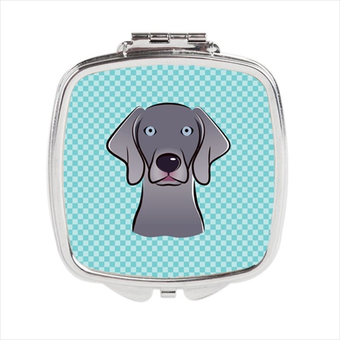 Carolines Treasures BB1169SCM Checkerboard Blue Weimaraner Compact Mirror; 2.75 x 3 x .3 In.