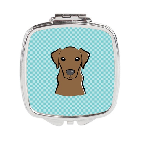 BB1172SCM Checkerboard Blue Chocolate Labrador Compact Mirror- 2.75 x 3 x .3 In.