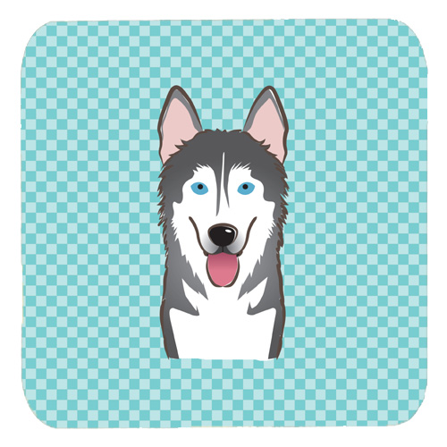 Checkerboard Blue Alaskan Malamute Foam Coasters- Set Of 4