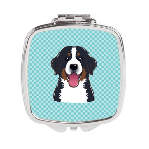 Checkerboard Blue Bernese Mountain Dog Compact Mirror