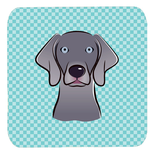 3.5 x 3.5 In. Checkerboard Blue Weimaraner Foam Coasters- Set Of 4