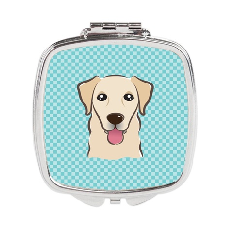BB1190SCM Checkerboard Blue Golden Retriever Compact Mirror- 2.75 x 3 x .3 In.