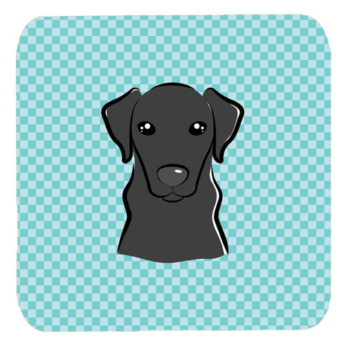 3.5 x 3.5 In. Checkerboard Blue Black Labrador Foam Coasters, Set Of 4
