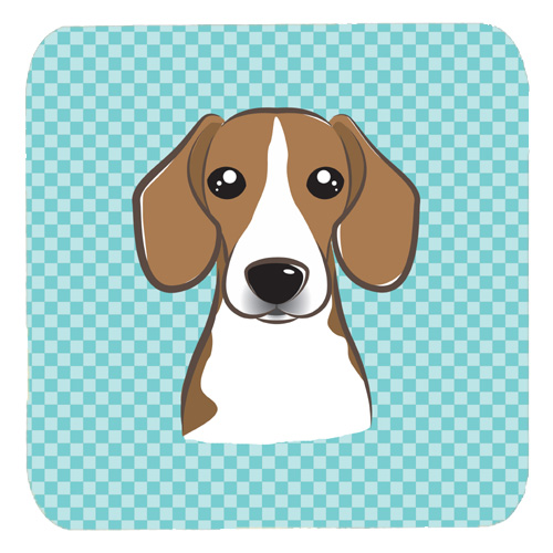 3.5 x 3.5 In. Checkerboard Blue Beagle Foam Coasters- Set Of 4