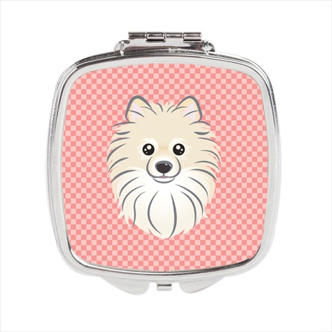 Checkerboard Pink Pomeranian Compact Mirror
