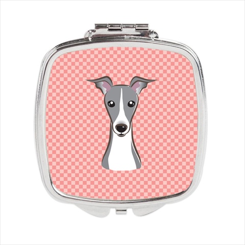 Checkerboard Pink Italian Greyhound Compact Mirror