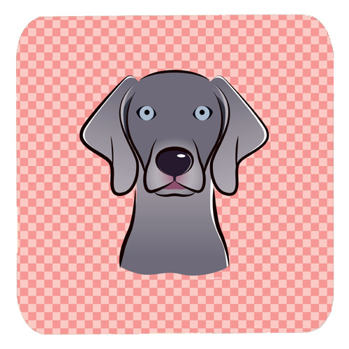 3.5 x 3.5 In. Checkerboard Blue Weimaraner Foam Coasters, Set Of 4