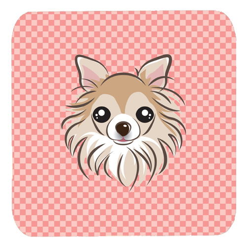 Checkerboard Pink Chihuahua Foam Coasters - Set Of 4