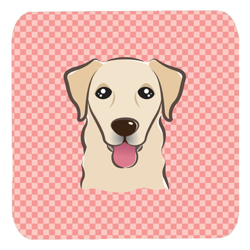 Checkerboard Pink Golden Retriever Foam Coasters- Set Of 4