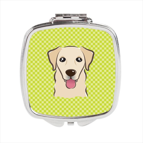 Checkerboard Lime Green Golden Retriever Compact Mirror