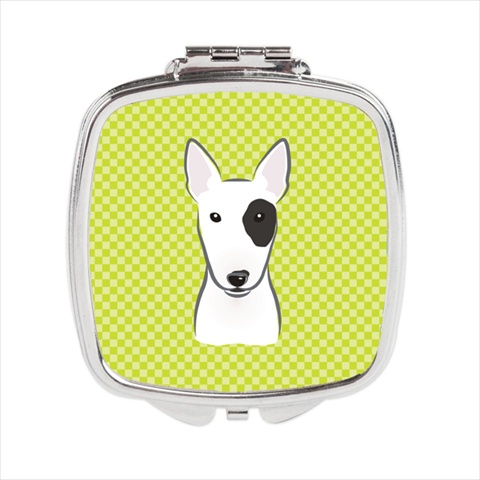Checkerboard Lime Green Bull Terrier Compact Mirror