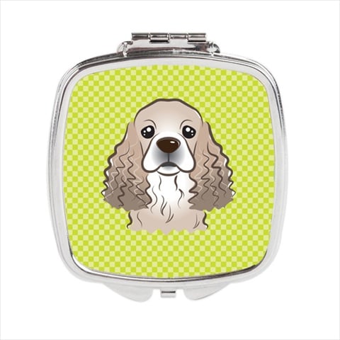 Checkerboard Lime Green Cocker Spaniel Compact Mirror