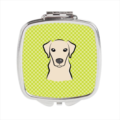 BB1284SCM Checkerboard Lime Green Yellow Labrador Compact Mirror- 2.75 x 3 x .3 In.