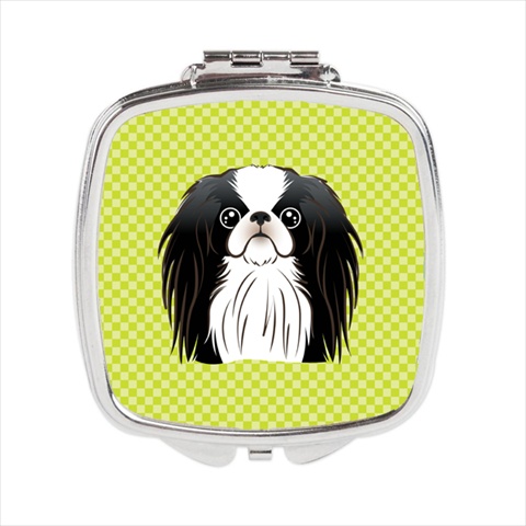 BB1292SCM Checkerboard Lime Green Japanese Chin Compact Mirror- 2.75 x 3 x .3 In.