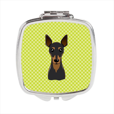 Checkerboard Lime Green Min Pin Compact Mirror