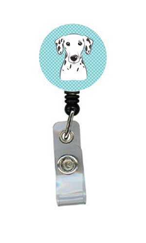 Checkerboard Blue Dalmatian Retractable Badge Reel