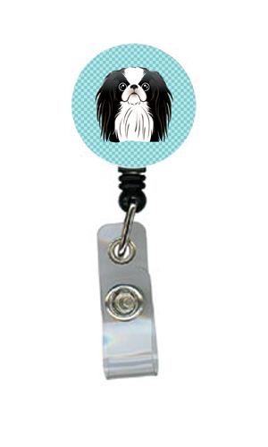 Checkerboard Blue Japanese Chin Retractable Badge Reel