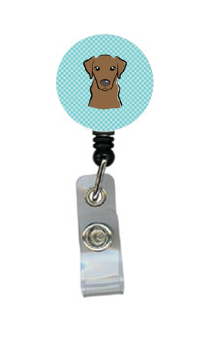 Checkerboard Blue Chocolate Labrador Retractable Badge Reel