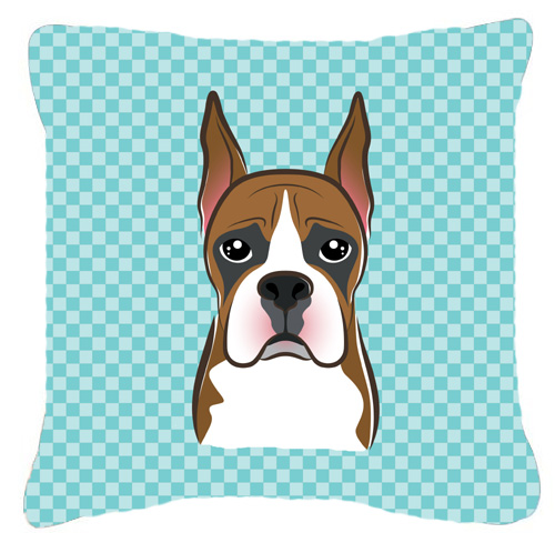 Checkerboard Blue Boxer Fabric Decorative Pillow - 14 x 14 In.